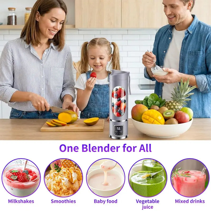 ✨15.22oz Portable Personal Blender with 12 Blades✨｜💜Rechargeable Purple💜 |✅BPA‑Free & Food‑Grade Materials,🔄Self‑Cleaning Function,⏱️Smart Timer Display,⚡USB‑C Charging, Ideal for Smoothies & Shakes