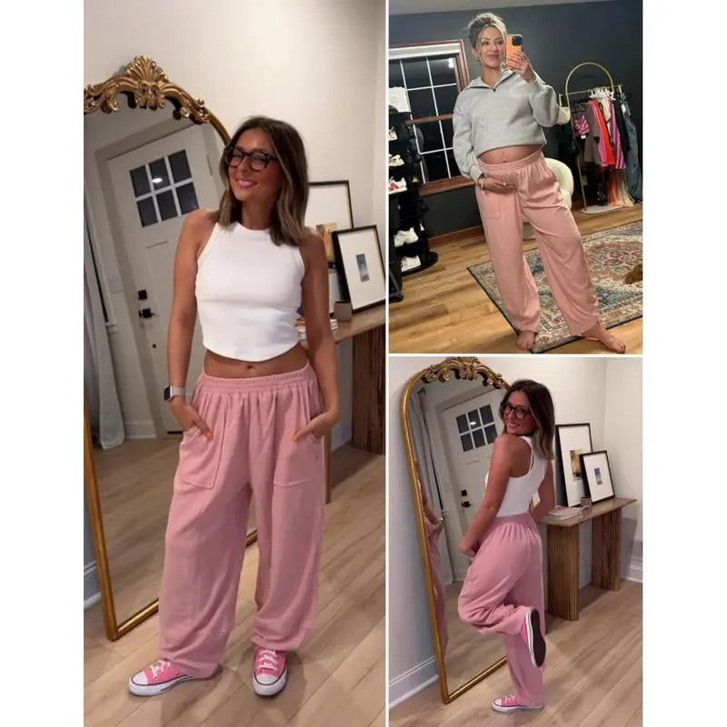🔥SummerVibes Women's Baggy Wideleg Pants✨ | Casual Elastic Waisted ✦Palazzo Harem Pants✦ with Pockets👖 | 🚨LAST‑DAY LOW‑PRICE CLEARANCE SALE🚨