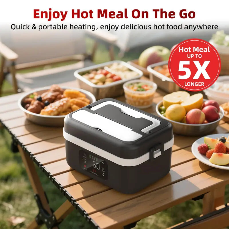 🔥 Self‑Heating Wireless Charging Lunch Box✨ | ⏱️ Timer Function ✦1L Portable Insulated Hard‑Plastic Box ✦ For School Work Travel #GlobalSelection