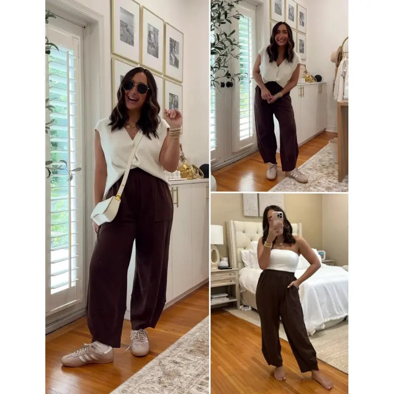 🔥SummerVibes Women's Baggy Wideleg Pants✨ | Casual Elastic Waisted ✦Palazzo Harem Pants✦ with Pockets👖 | 🚨LAST‑DAY LOW‑PRICE CLEARANCE SALE🚨