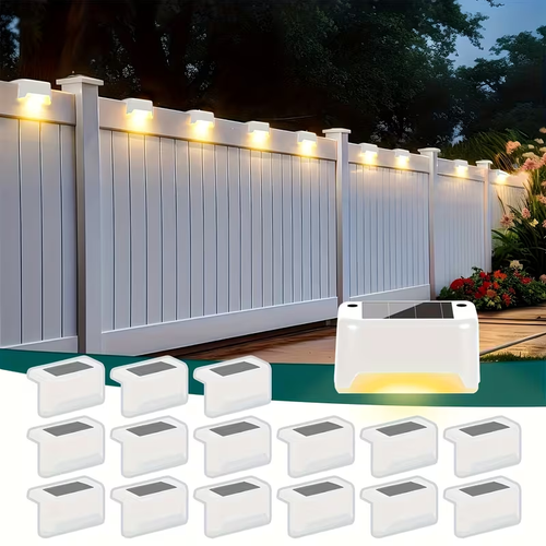 16pack Solar Deck Lights Solar Pool Lights Waterproof Led outdoor Decorations Solar Step Lights for Outdoor Stairs,Fence,Patio,Yard，Step Garden and Pathway