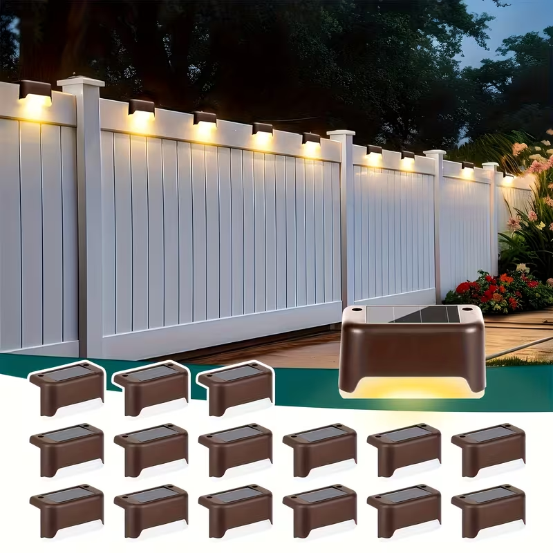 16pack Solar Deck Lights Solar Pool Lights Waterproof Led outdoor Decorations Solar Step Lights for Outdoor Stairs,Fence,Patio,Yard，Step Garden and Pathway
