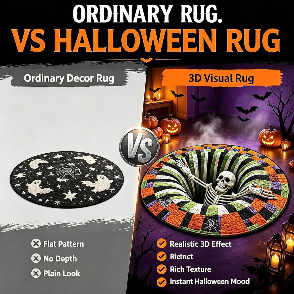 🎃Oversized 3D Optical Illusion Halloween Round Rug👻, 💀Spooky Skeleton Mummy Octopus Non‑Slip Floor Mat🕸️, 🦇Living Room Bedroom Halloween Decor Carpet🔮, There is a wide variety of styles.
