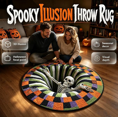 🎃Oversized 3D Optical Illusion Halloween Round Rug👻, 💀Spooky Skeleton Mummy Octopus Non‑Slip Floor Mat🕸️, 🦇Living Room Bedroom Halloween Decor Carpet🔮, There is a wide variety of styles.