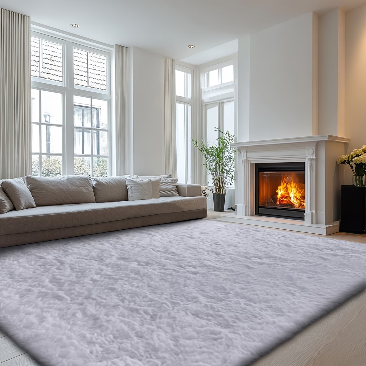 ✨1‑Piece Fluffy Plush Area Rug 🛋️ Luxury Indoor Home Rug | Multiple Colors & Sizes, Non‑Slip Bottom 🎯 Great for Living Room, Bedroom & Study, Perfect Home Decor