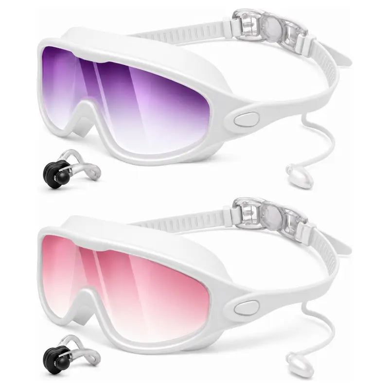 Swim Goggles for Adult/Youth Men Women, Anti-fog UV Protection No Leak 180° Wide View Clear Vision Pool Goggles, Pool Goggles with Earplugs