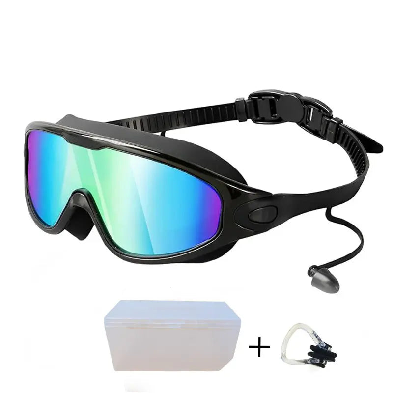 Swim Goggles for Adult/Youth Men Women, Anti-fog UV Protection No Leak 180° Wide View Clear Vision Pool Goggles, Pool Goggles with Earplugs