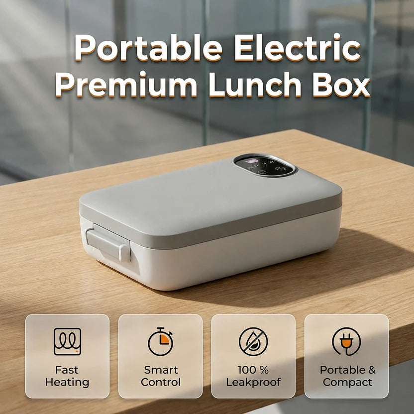 🍱🔋 Rechargeable Self‑Heating Electric Lunch Box ⚡🌡️ 1L Portable Leak‑Proof for School Office Travel