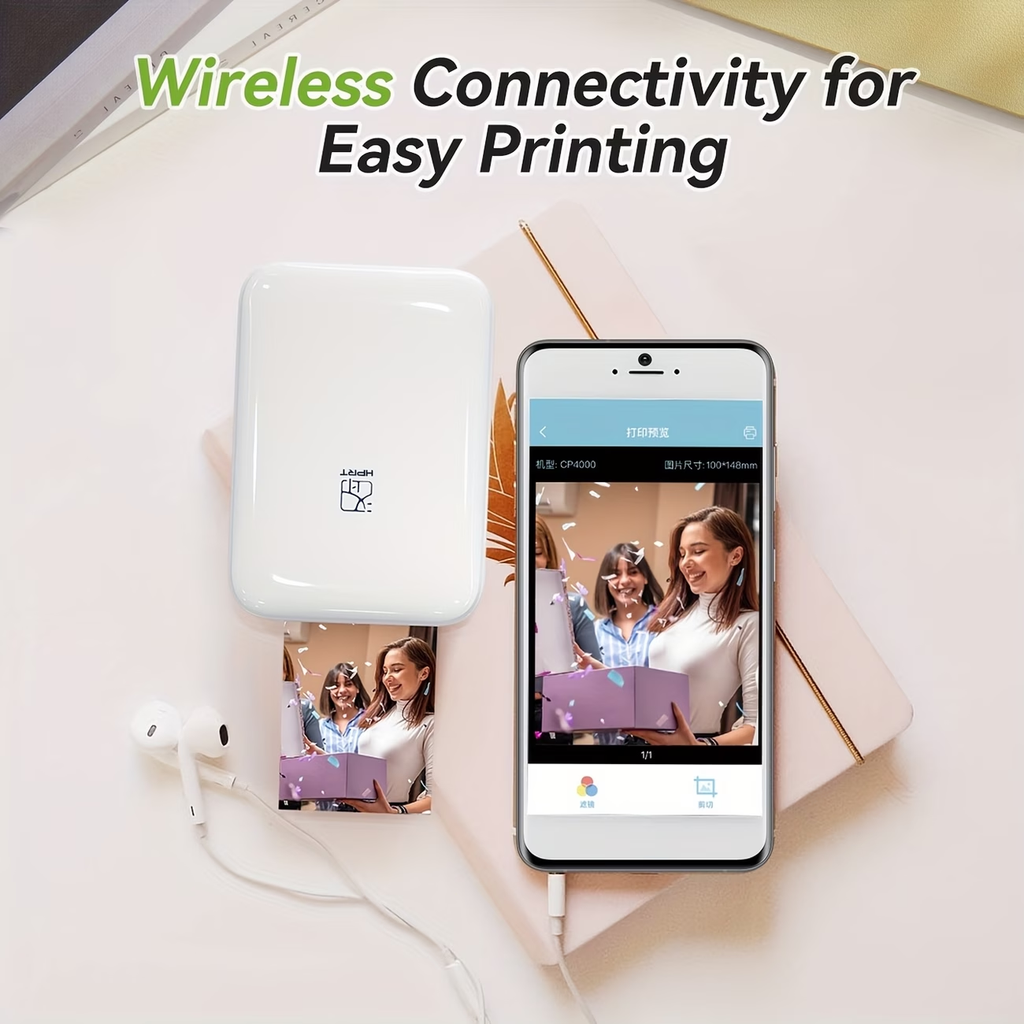 📸 Compact Wireless Portable Photo Printer 🔋 Rechargeable Built‑in Battery, Phone Connection for iPhone & Android, Practical Birthday Gift for Friends and Family