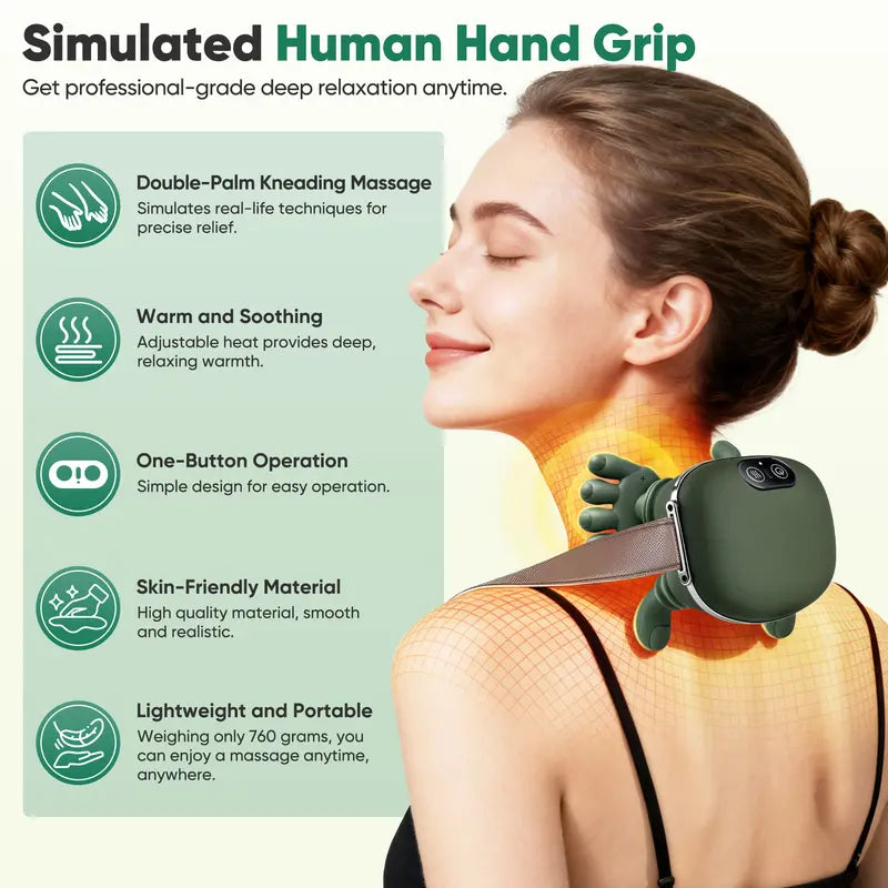 🔥𝐁𝐀𝐂𝐊 𝐓𝐎 𝐒𝐂𝐇𝐎𝐎𝐋🔥 2026 Upgraded Version Shoulder Massager Electric Cervical Massager Bionic HandHeating Wireless Portable 3D Kneading Massage for Pain Relief deep Tissue, Leg Neck & Back Massager & Lightweight Gift