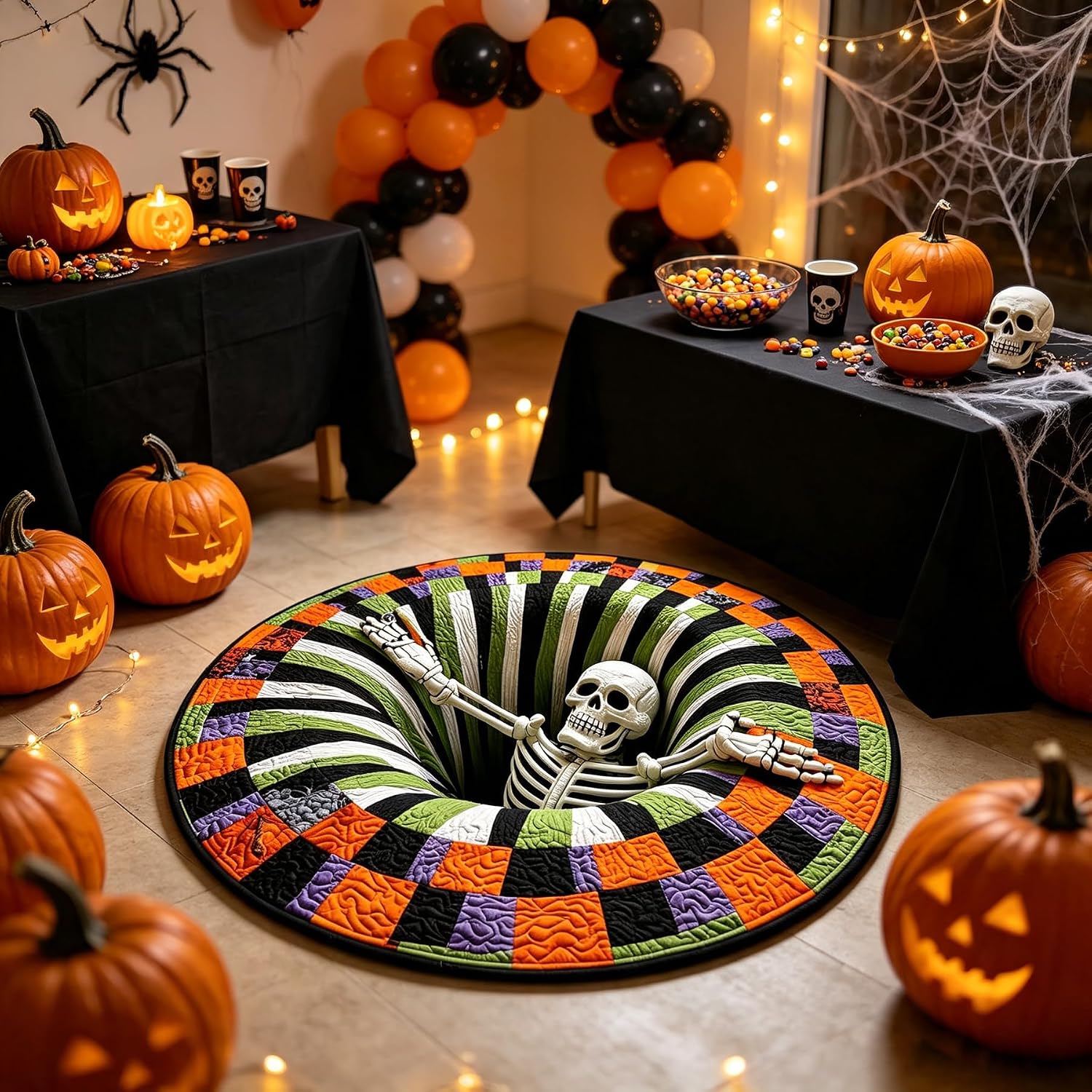 🎃Oversized 3D Optical Illusion Halloween Round Rug👻, 💀Spooky Skeleton Mummy Octopus Non‑Slip Floor Mat🕸️, 🦇Living Room Bedroom Halloween Decor Carpet🔮, There is a wide variety of styles.