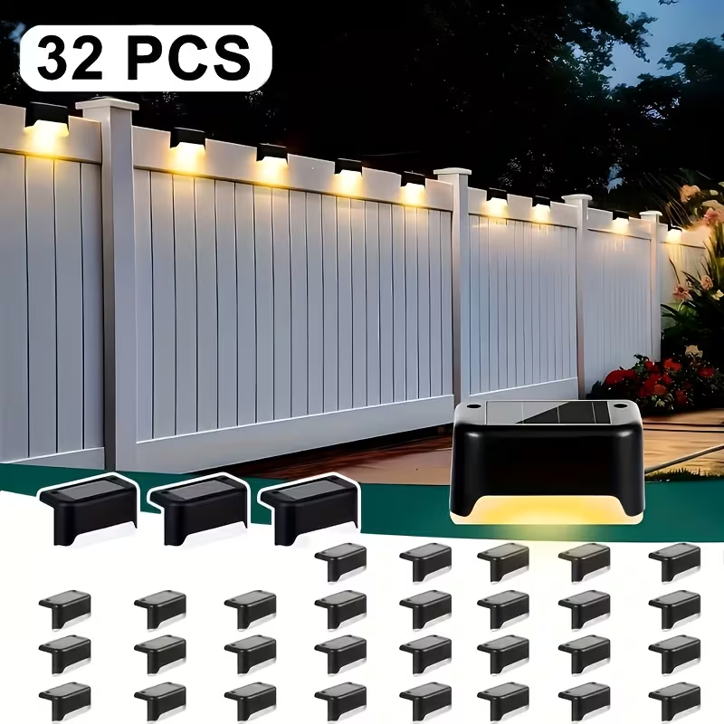 16pack Solar Deck Lights Solar Pool Lights Waterproof Led outdoor Decorations Solar Step Lights for Outdoor Stairs,Fence,Patio,Yard，Step Garden and Pathway
