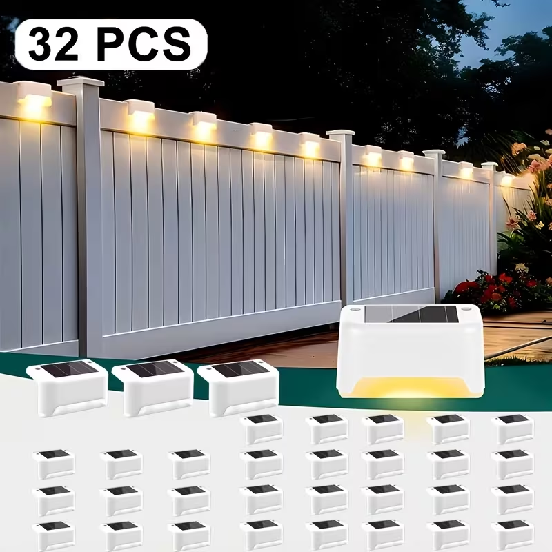 16pack Solar Deck Lights Solar Pool Lights Waterproof Led outdoor Decorations Solar Step Lights for Outdoor Stairs,Fence,Patio,Yard，Step Garden and Pathway