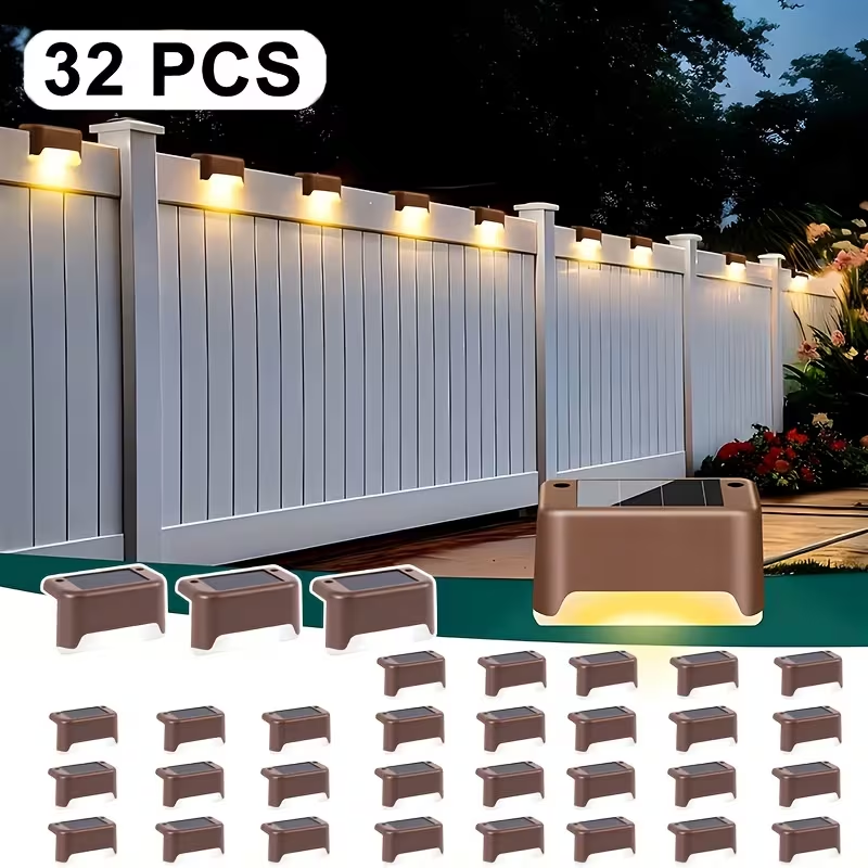 16pack Solar Deck Lights Solar Pool Lights Waterproof Led outdoor Decorations Solar Step Lights for Outdoor Stairs,Fence,Patio,Yard，Step Garden and Pathway