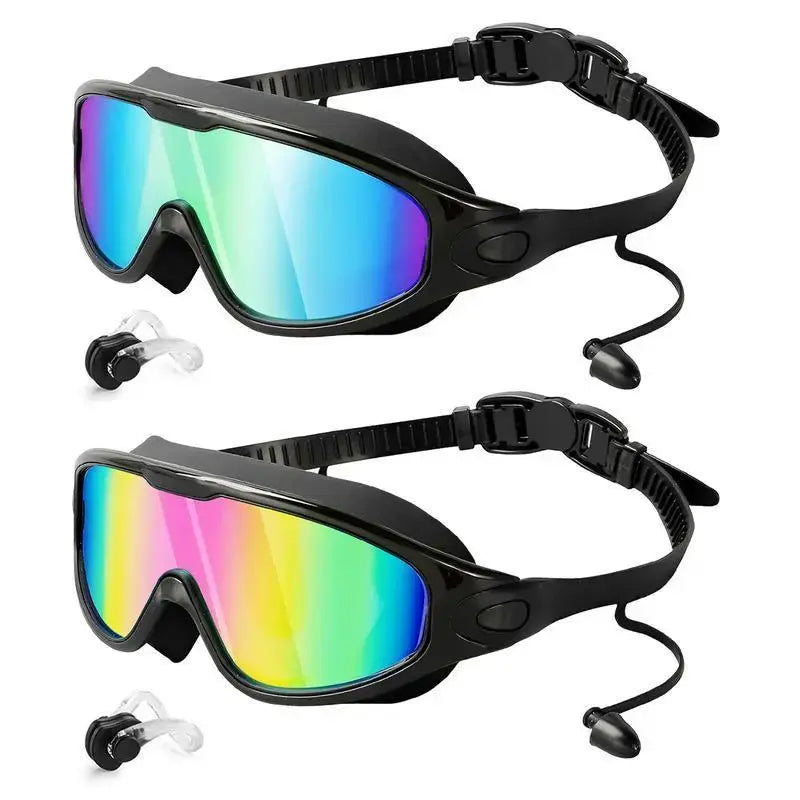 Swim Goggles for Adult/Youth Men Women, Anti-fog UV Protection No Leak 180° Wide View Clear Vision Pool Goggles, Pool Goggles with Earplugs