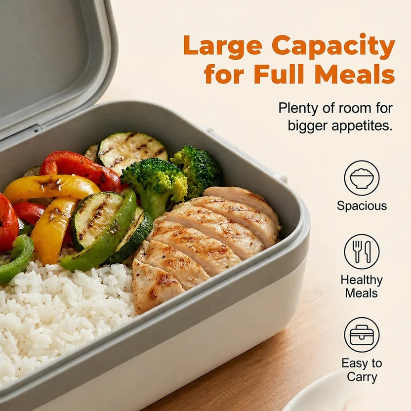 ⚡Portable Electric Self‑Heating Lunch Box 🍱 | USB‑C Rechargeable, 1L Capacity, Leakproof Container for Work, School, Road Trips