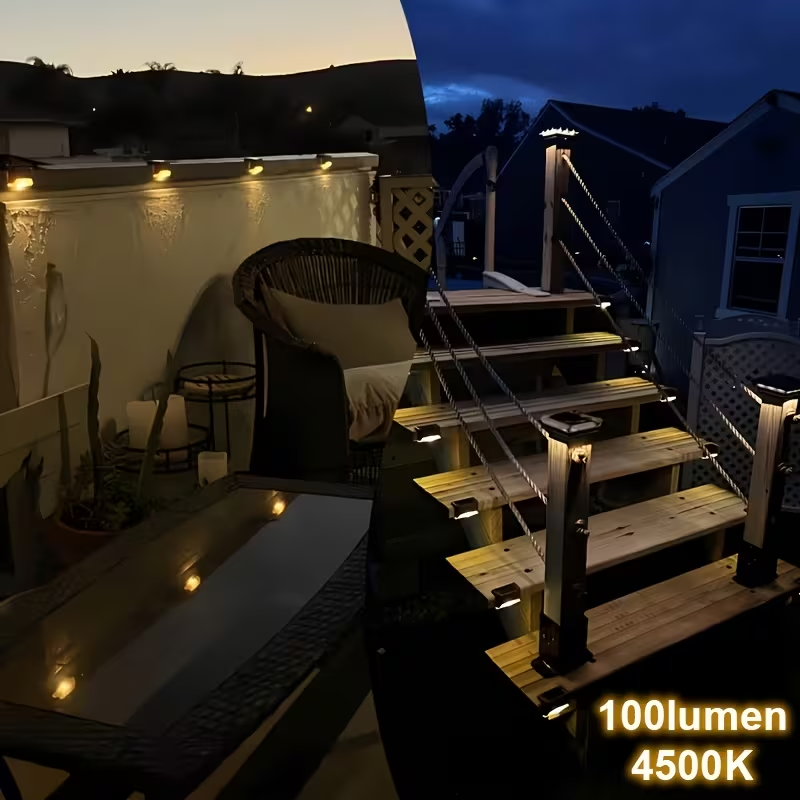 16pack Solar Deck Lights Solar Pool Lights Waterproof Led outdoor Decorations Solar Step Lights for Outdoor Stairs,Fence,Patio,Yard，Step Garden and Pathway