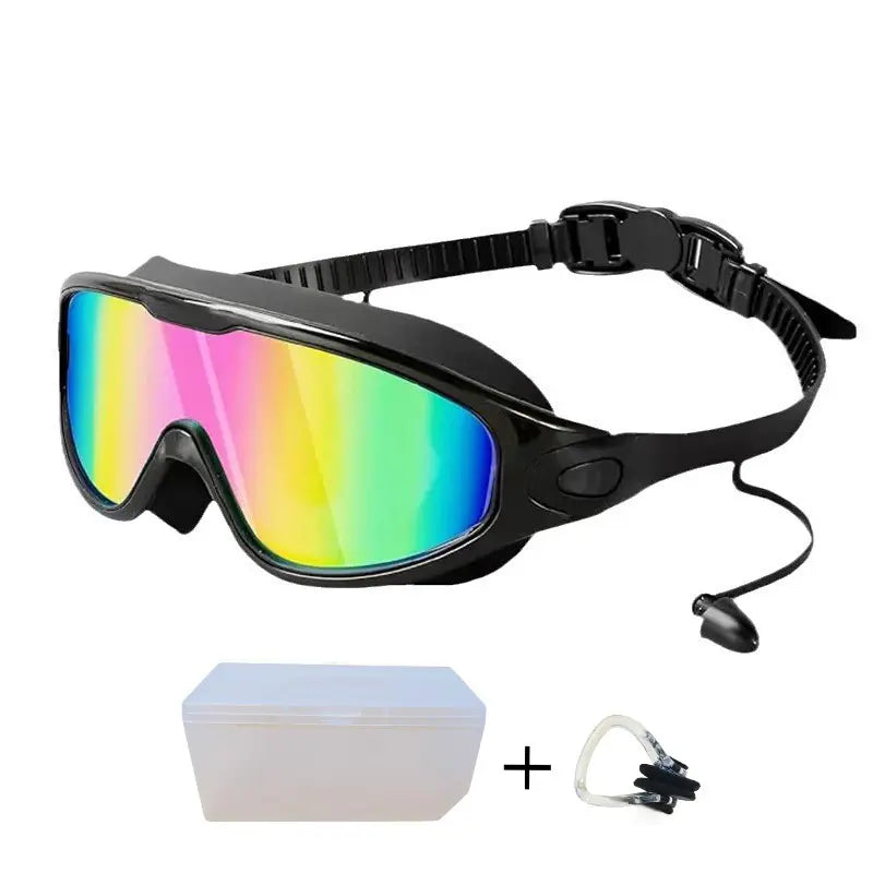 Swim Goggles for Adult/Youth Men Women, Anti-fog UV Protection No Leak 180° Wide View Clear Vision Pool Goggles, Pool Goggles with Earplugs