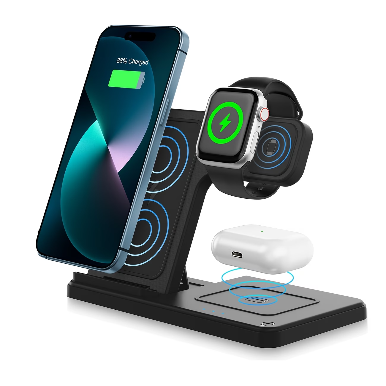 🔥Portable Wireless Charging Station｜3‑in‑1 Foldable Wireless Charger✨ | Compatible with iPhone 17,16,15,14,13,12,11,X,8 & Pro Models | For Apple Watch Ultra & Series 10/9/8/7/6/5/4/3/2/SE