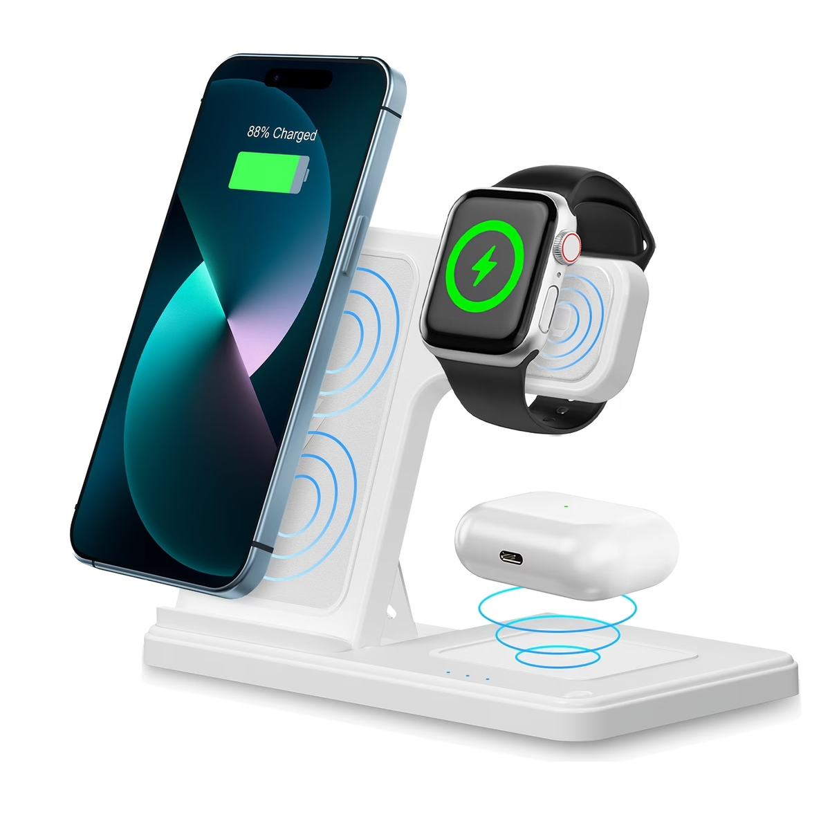 🔥Portable Wireless Charging Station｜3‑in‑1 Foldable Wireless Charger✨ | Compatible with iPhone 17,16,15,14,13,12,11,X,8 & Pro Models | For Apple Watch Ultra & Series 10/9/8/7/6/5/4/3/2/SE