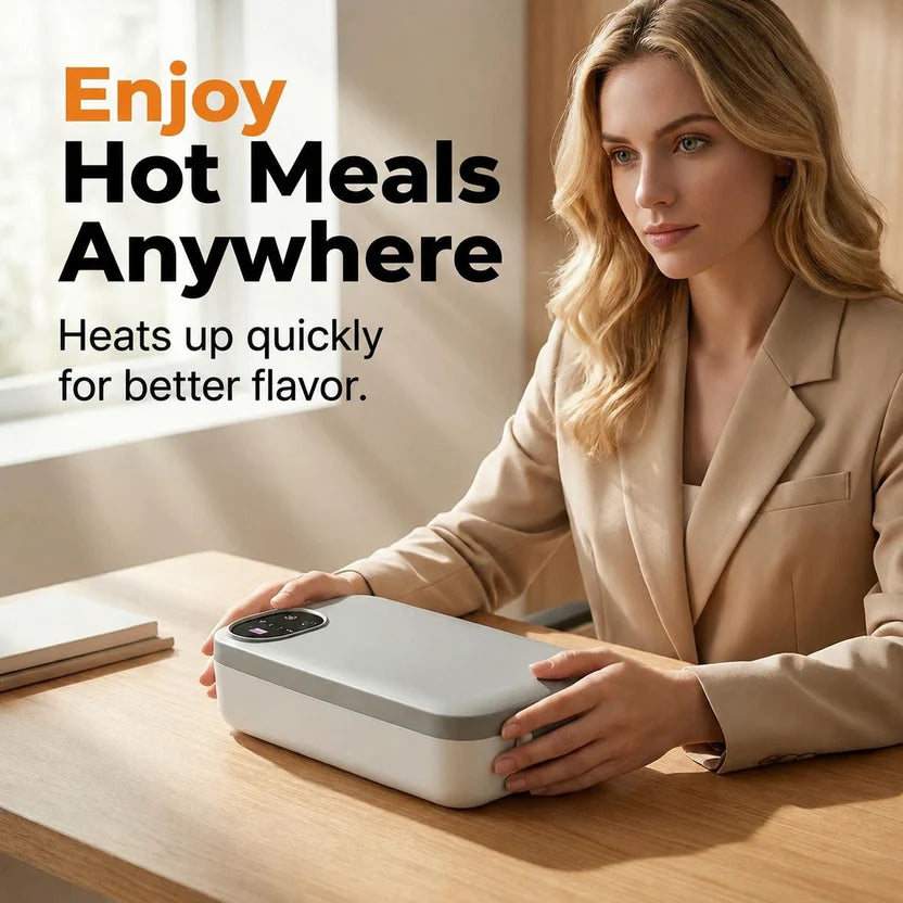 ⚡Portable Electric Self‑Heating Lunch Box 🍱 | USB‑C Rechargeable, 1L Capacity, Leakproof Container for Work, School, Road Trips