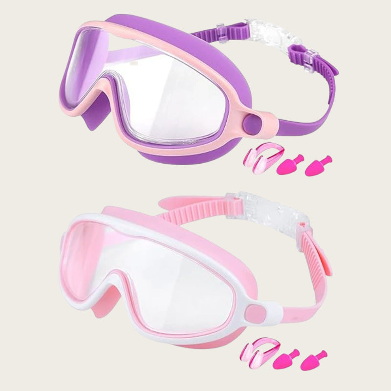 Swim Goggles for Adult/Youth Men Women, Anti-fog UV Protection No Leak 180° Wide View Clear Vision Pool Goggles, Pool Goggles with Earplugs