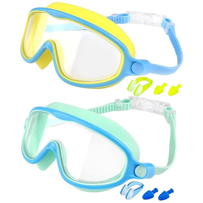 Swim Goggles for Adult/Youth Men Women, Anti-fog UV Protection No Leak 180° Wide View Clear Vision Pool Goggles, Pool Goggles with Earplugs