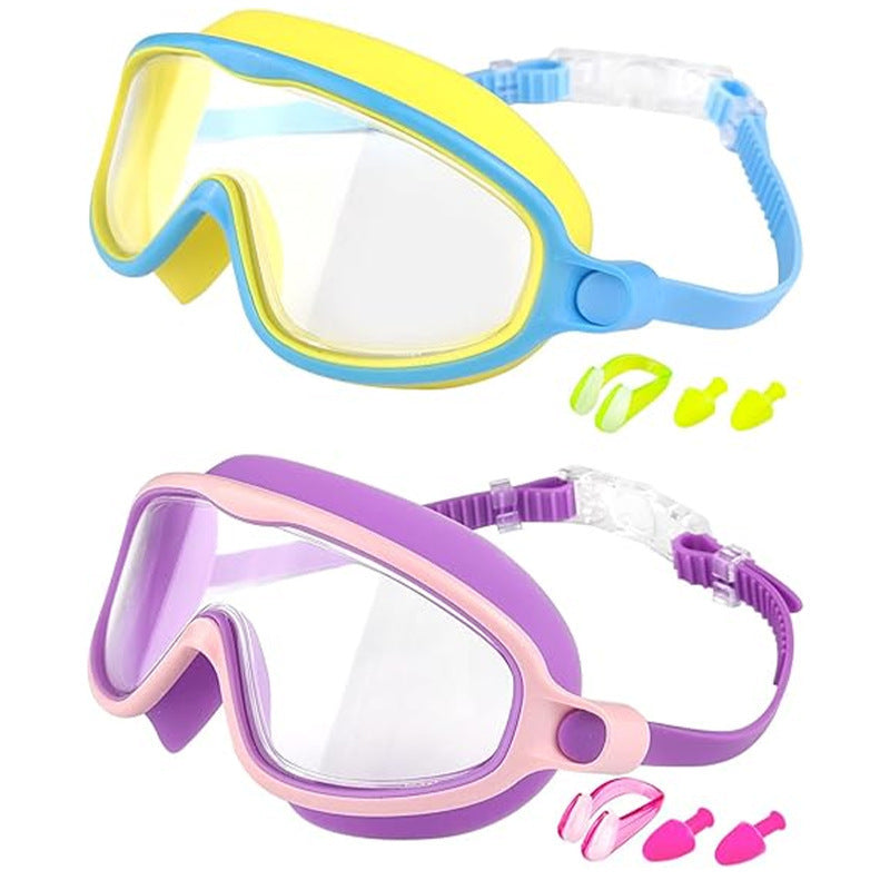Swim Goggles for Adult/Youth Men Women, Anti-fog UV Protection No Leak 180° Wide View Clear Vision Pool Goggles, Pool Goggles with Earplugs