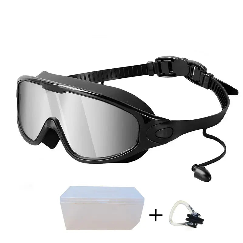 Swim Goggles for Adult/Youth Men Women, Anti-fog UV Protection No Leak 180° Wide View Clear Vision Pool Goggles, Pool Goggles with Earplugs